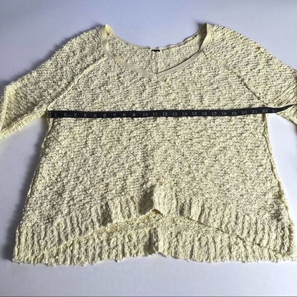 FREE PEOPLE Medium Yellow Popcorn Oversized Long Sleeve Hi Lo Cotton Sweater - Picture 7 of 12